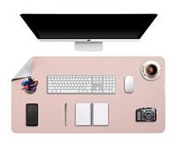 DOBAOJIA Tapis de Souris Grand, Sous Main Bureau XXL, Mouse Pad Mat Prolongé, Tapis de Portable, Tableau d'Écriture, Buvard de Bureau, Double Face Usage en Cuir PU Étanche 90 x 43cm(Rose/Argent)