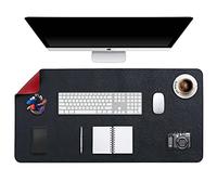 DOBAOJIA Tapis de Souris Grand, sous Main Bureau XXL, Mouse Pad Mat Prolongé, Tapis de Portable, Tableau d'Écriture, Buvard de Bureau, Double Face Usage en Cuir PU Étanche 90 x 43cm(Noir/Rouge)