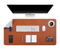 DOBAOJIA Tapis de Souris Grand, sous Main Bureau XXL, Mouse Pad Mat Prolongé, Tapis de Portable, Tableau d'Écriture, Buvard de Bureau, Double Face Usage en Cuir PU Étanche, 90 x 43cm Marron/Gris