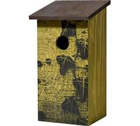 dobar® 11025e Nichoir « Fagus Sylvatica » - Nichoir pour oiseaux sauvages - Aide à la nidification en bois multiplex - Caisse à mésanges - Ø 35 mm Trou d'entrée - Motif : hêtre - 15,5 x 14,5 x 30 cm -