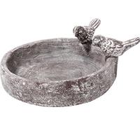 dobar 12972 Bassin pour Oiseaux avec Deux Oiseaux décoratifs, Bassin en céramique pour Oiseaux Sauvages, Gris