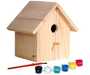 dobar 22368FSC nichoir décoratif FSC épinette pour Les Enfants comme Un kit d'artisanat pour l'auto Construction et de Peinture avec Une Brosse