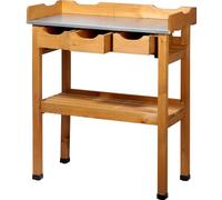 Dobar 29030e table de jardinage pratique avec 3 tiroirs et 2 tablettes de rangement en pin imprégné, 80 x 40 x 90 cm