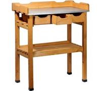 Dobar 29030e table de jardinage pratique avec 3 tiroirs et 2 tablettes de rangement en pin imprégné, 80 x 40 x 90 cm