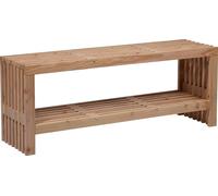 dobar 29109FSCe Banc de jardin Freja avec compartiment pour le bois de cheminée, banc moderne avec espace de rangement, bois de douglas robuste avec teinture de protection Banc de bois au design moder