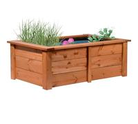 Dobar 29246FSCe Étang de Jardin en Bois Robuste pour Terrasse, Balcon - Bassin Avec Bâche de Protection 120 x 72 x 42 cm