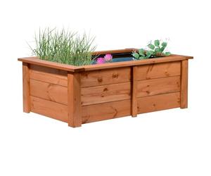 Dobar 29246FSCe Étang de Jardin en Bois Robuste pour Terrasse, Balcon - Bassin Avec Bâche de Protection 120 x 72 x 42 cm