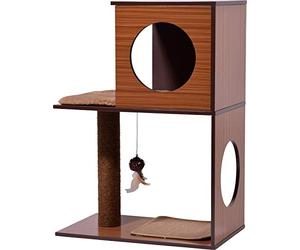 dobar 35275FSCe Kelly Panier pour Chat avec Colonne à Griffes, Balle de Jeu et lit pour Chat Marron 54 x 34 x 77 cm