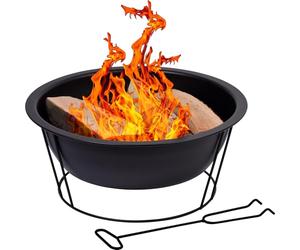 dobar® 35419 Lund Brasero avec Pied - Feu de terrasse en Acier - Feu de Jardin Rond - Panier à feu de Jardin - Diamètre : 52 x 23 cm - Noir