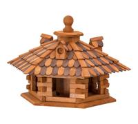 dobar 45310e Rustique Mangeoire im Block Style Maison de Campagne, nichoir avec Toit en bardeaux en Bois décoratif avec 6 Trous Diamètres différents, pin, XXL, Marron