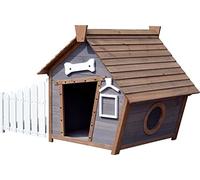 dobar 55016FSCe Niche d'extérieur avec Toit Pointu et Porche latérale en Bois FSC Gris 146,3 x 90 x 96 cm