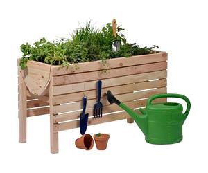 dobar 58196e Jardinière surélevée décorative en Bois (Pin, Naturel) pour Le Jardin, la terrasse ou Le Balcon pour légumes, Herbes, Fleurs 100 x 45 x 60 cm Beige
