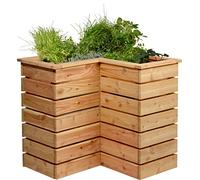 dobar 58280FSCe Jardinière d'angle surélevée en Forme de L avec Film de Protection Naturel 78 x 78 x 73 cm