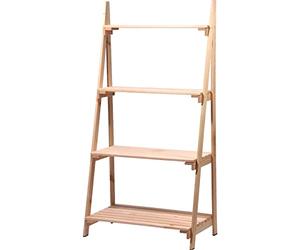 dobar 58465e Étagère à fleurs 4 étages en pin massif pour intérieur et extérieur 75 x 39 x 146 cm