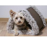 dobar 60392 Panier Pliable pour Chien avec Couverture en Fourrure Marron 85 x 50 cm