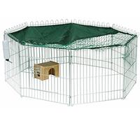 dobar 80606 Enclos Grande Taille avec Filet de Protection Pare-Soleil maisonnette et Abreuvoir biberon Diamètre 130 cm 112 x 112 x 56 cm