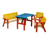 dobar 94370FSC Ensemble de meubles d'extérieur pour enfants 4 places | 1 banc, 2 chaises, 1 table | Ensemble de pique-nique pour enfants | Salon de jardin en bois massif pour jardin / terrasse |