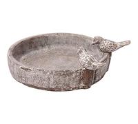 dobar® Bain d'oiseaux Classique Oasis - Bain d'oiseaux en Ciment - Bassin pour Oiseaux Sauvages - Abreuvoir d'eau pour Jardin, terrasse, Balcon - Diamètre 24,5 cm - Gris