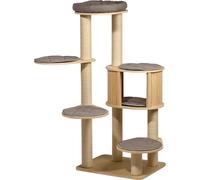 dobar® Ella Grand Arbre à Chat en Bois Beige à 5 Niveaux - Meuble pour Chat également adapté aux Grands Chats - 60 x 48 x 133 cm