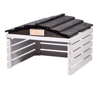 dobar® Garage pour Robot Tondeuse en Bois avec Toit Amovible, abri Robot pelouse avec Panneau Personnalisable, 78,5 x 74 x 52,5 cm, Blanc/Noir