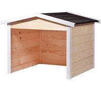 dobar® Garage pour Robot Tondeuse, en Bois, en kit, avec Toit bitumé, 76 x 68 x 52 cm, Naturel/Blanc