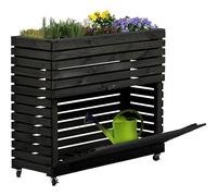 dobar® Grande Plate-Bande surélevée Rolla en Bois Massif Taille XL avec roulettes - Jardinière surélevée avec Compartiment de Rangement - 72 x 32,5 x 78 cm - Anthracite