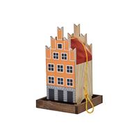 dobar® Green Label 27051FSCe Mangeoire à Oiseaux Colorée Sel Route Suspendue - Petite Villa à Oiseaux Multiplex Bois - Mangeoire à Oiseaux avec Silo Mangeoire à Suspendre - 19 x 19 x 30 cm - Orange