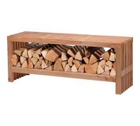 dobar Green Label 29109FSCe Banc de Jardin Freja avec Compartiment pour bûches de cheminée, Banc Moderne avec Espace de Rangement, Robuste et lasure de Protection Naturel 115 x 30 x 45 cm