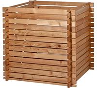 dobar® Green Label 58630FSCe Lärchi Composteur | Composteur en bois avec système d'emboîtement | Bac à compost carré en bois massif | Composteur de jardin 420 L | Kit de construction | 79 x 79 x 79 cm