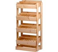 dobar Green label Étagère de rangement pour fruits et légumes, caisse à fruits en bois, avec 4 compartiments et 4 caisses empilables, 53 x 35 x 116 cm, naturelle