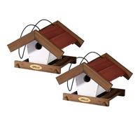 dobar® Green Label Lot de 2 Petites mangeoires pour Oiseaux Sauvages à Suspendre aux Fruits d'automne - 22,5 x 21 x 16 cm - Marron/Rouge/Blanc