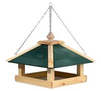 dobar® Green Label Narsaq Grande mangeoire pour Oiseaux Sauvages, avec chaîne de Suspension, Toit en Bois, mangeoire pour Oiseaux Sauvages, 39 x 39 x 30 cm, Vert