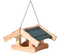 dobar Green Label Thule Mangeoire à Oiseaux à Suspendre en Bois avec Toit Vert 39 x 30 x 22 cm Pin