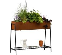 dobar Jardinière en métal sur pilotis - Jardinière surélevée à Hauteur de Travail Confortable d'environ 80 cm - Pot de Fleurs Aspect Rouille comme séparateur d'espace pour Jardin, Balcon et terrasse