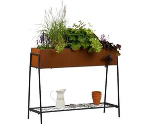 dobar Jardinière en métal sur pilotis - Jardinière surélevée à Hauteur de Travail Confortable d'environ 80 cm - Pot de Fleurs Aspect Rouille comme séparateur d'espace pour Jardin, Balcon et terrasse