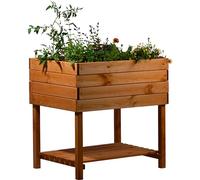 dobar® Jardinière surélevée Cube 2.0 avec Film pour Plantes et étagère - Jardinière surélevée pour Jardin en Bois - 78 x 58 x 78 cm - Marron
