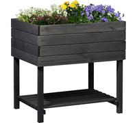 dobar® Jardinière surélevée Cube 2.0 avec Film pour Plantes et étagère - Jardinière surélevée pour Jardin en Bois - 78 x 58 x 78 cm - Anthracite