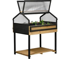 dobar® Jardinière surélevée XXL avec embase - Grand Parterre de Culture en pin - Parterre de légumes - 100 x 73 x 121,50 cm - Anthracite Naturel, Marron Clair