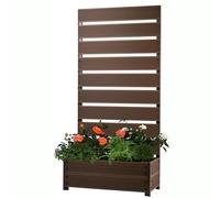 dobar® Jardinière XXL en WPC avec Brise-Vue en Treillis Haut - Grande jardinière idéale pour balcons et terrasses - 72 x 33 x 137 cm - Gris argenté