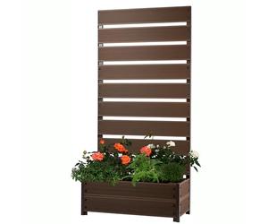 dobar® Jardinière XXL en WPC avec Brise-Vue en Treillis Haut - Grande jardinière idéale pour balcons et terrasses - 72 x 33 x 137 cm - Gris argenté