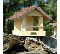 dobar Mangeoire à oiseaux en forme de maison avec toit en écorce G