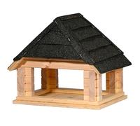 dobar Mangeoire à Oiseaux, Taille XL, en Bois Massif, avec Toit bitumé pour Montage sur Pied, Grande mangeoire pour Oiseaux, avec Tablette de Nourriture, Noire