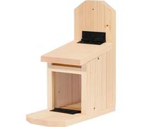 dobar® Mangeoire pour écureuils - Mangeoire pour écureuils avec vitre en Verre Acrylique - Mangeoire avec Tablette d'alimentation Pliable - 24 x 12 x 28 cm - Naturel