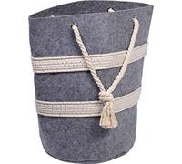 dobar Panier en Feutre avec poignées de Transport pour Bois de cheminée, Magazines, Linge, 40 x 40 x 60 cm, Feutrine Coton, Gris, 40x40x60 cm
