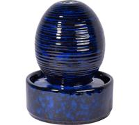 dobar® Petite Fontaine d'intérieur, en céramique, avec Pompe, décorative, au Design Asiatique, 17 x 17 x 21 cm, Bleu foncé, Bleu