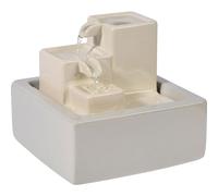 dobar® Petite Fontaine en Cascade en céramique à Trois Niveaux avec Design en Pierre - Fontaine d'intérieur avec Pompe Incluse - 19 x 19 x 16,5 cm - Blanc