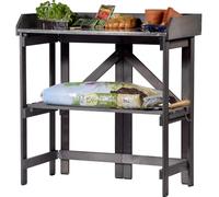 dobar® Table de Jardinage Pliante en Bois Massif - Table de rempotage Pliable avec Plateau en Zinc - Table à Fleurs pour Jardin, terrasse, Balcon - 85 x 44 x 89 cm - Anthracite