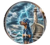 Doberman 1000 Pieces Puzzle Chien Puzzle Rond Rond pour Enfants De l'art De La Décoration Moderne Jeu Cadeau Unique pour Enfants Décompression Et pour Adultes Et Enfants 1000pcs (67.5x67.5cm)