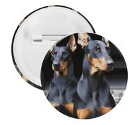 Doberman Broche ronde en fer blanc personnalisable pour enseignants, infirmières, médecins, personnel, accessoires de fête, 1Pcs, Plastique, Plastiques