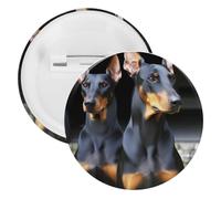 Doberman Broche ronde en fer blanc personnalisable pour enseignants, infirmières, médecins, personnel, accessoires de fête, 1PCS, Plastique, Plastiques